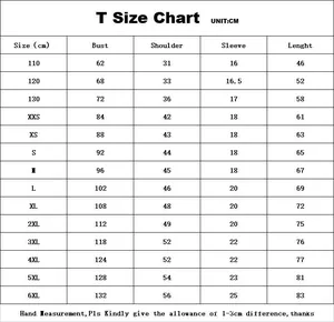 Guide des tailles détaillé pour t-shirt imprimé couronne 3D avec mesures de poitrine