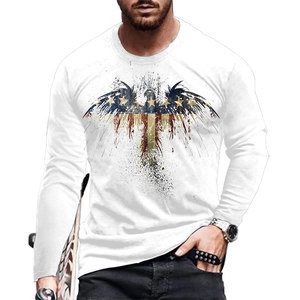 Ανδρικό Μοδάτο Μακρυμάνικο T-Shirt με 3D Εκτύπωση Αμερικανική Σημαία Αετός Στρογγυλή Λαιμόκοψη Streetwear Casual Retro Φθινόπωρο Χειμώνας