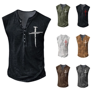 Detail showing seven color options for the distressed vintage men's henley tank top