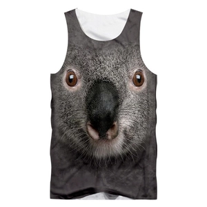 Men's mesh tank top featuring a realistic 3D digital koala face print for casual wear