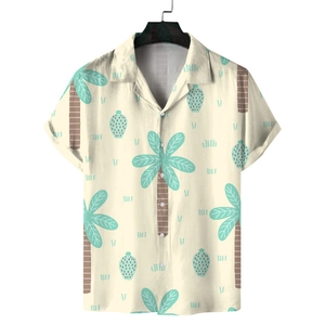 Chemise décontractée à manches courtes pour hommes avec imprimés tropicaux de palmiers