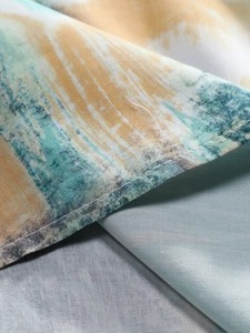 Detail of digital print fabric with smooth seams and watercolor abstract patterns