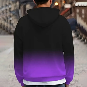 Men's stylish gradient hoodie featuring a seamless transition from black to purple
