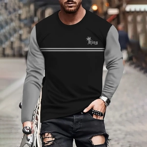 Detail of grey sleeves and King crown print on black crew neck streetwear sweatshirt