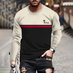 Detail of street style long sleeve T-shirt with King letter print and crown logo