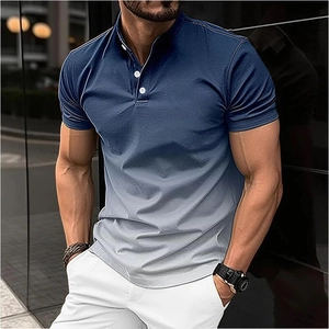 Polo homme slim fit avec dégradé bleu et gris et col officier au design moderne