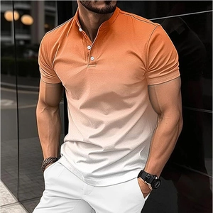 Polo homme à dégradé orange et blanc avec col officier et coupe ajustée tendance