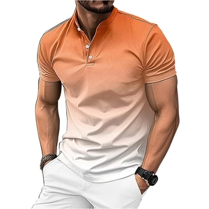 Détail du polo pour hommes avec dégradé orange et blanc et col officier élégant