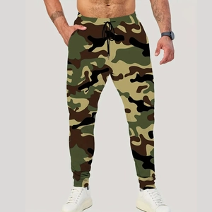 Pantalon de jogging slim pour homme avec motif camouflage, cordon de serrage et poignets côtelés