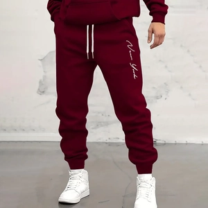 Men's Casual New York Print Jogger Sweatpants Drawstring Athletic Loose Fit Track Pants Autumn Sports Trousers Bottoms
