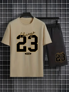 Completo estivo da uomo con t-shirt a maniche corte Chicago 23 e pantaloncini casual