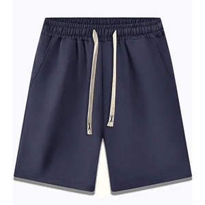 Men's plus size drawstring shorts in navy blue with elastic waist and side pockets