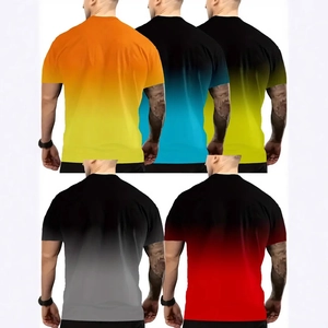 Men's hip hop gradient crew neck short sleeve T-shirts in five vibrant colors