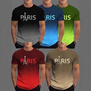 Men's hip hop Paris Eiffel Tower print t-shirts in five gradient colors display