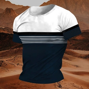 T-shirt hip-hop homme avec blocs de couleurs bleu marine et blanc manches courtes