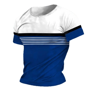 T-shirt streetwear hip hop pour homme avec blocs de couleurs et col rond sportif ajusté