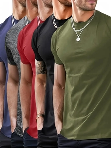 Collection of men's crew neck short sleeve t-shirts in five classic solid colors