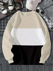 Mise à plat d'un sweat-shirt à manches longues à trois couleurs avec accessoires décontractés