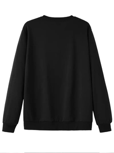 Vue arrière du sweat-shirt noir à col rond avec poignets et ourlet côtelés
