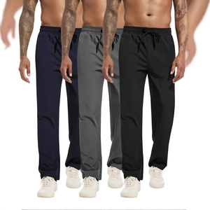 Men's Casual Sweatpants Straight Leg Sporty Joggers Elastic Drawstring Waist Polyester Knit Pants For Outdoor Daily Wear