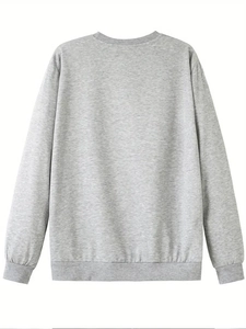 Détails des poignets et de l'ourlet côtelés de ce sweat-shirt gris à col rond et manches longues