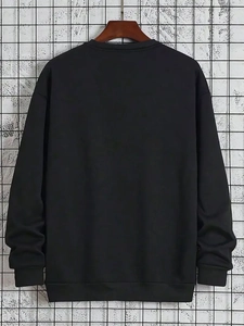 Vue arrière du sweatshirt noir minimaliste avec finitions en côtes aux poignets