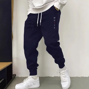 Men's Casual Jogger Sweatpants With Drawstring Elastic Cuffs Contrast Letter Print Sports Trousers For Daily Streetwear