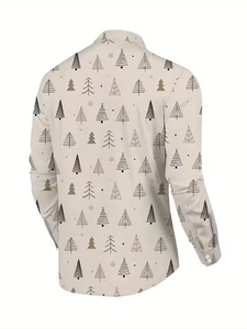 Vista posteriore della camicia natalizia slim fit con stampe di fiocchi di neve
