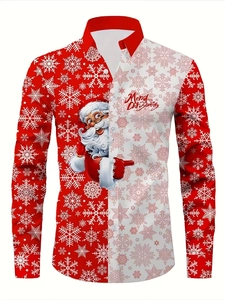 Dettaglio della stampa di Babbo Natale e scritta Merry Christmas su camicia slim