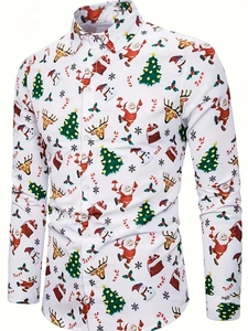 Dettaglio delle stampe natalizie 3D sulla camicia da uomo slim fit a maniche lunghe