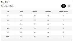 Size chart for men's long-sleeved business casual shirt in centimeters from S to 3XL