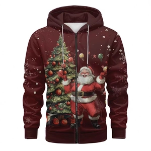 Sweat à Capuche Homme Noël Impression Numérique 3D Motif Père Noël Renne Flocon de Neige Manches Longues Sweat-Shirt