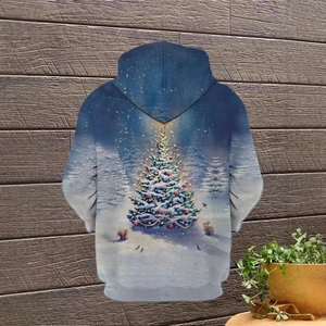 Sweat à capuche pour homme avec impression 3D de Noël, sapin et forêt au dos