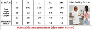 Tabella taglie per vestito a balze con misure di busto e lunghezza per le taglie da S a 2XL