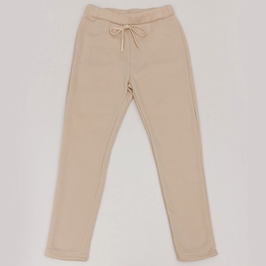 Detail of drawstring elastic waist on beige cotton-blend casual sweatpants