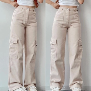 Women's High Waist Cargo Pants Multi Pocket Straight Leg Cotton Casual Work Trousers Streetwear Loose Cargo Pants