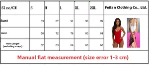 Detailed size guide table for women backless one-piece swimsuit ranging from S to 2XL