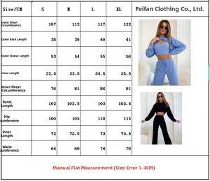 Guide des tailles pour ensemble trois pièces femme avec haut court et pantalon