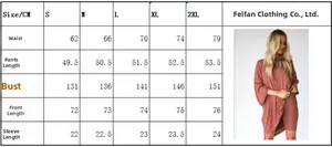 Size chart for women's casual two-piece lounge set with T-shirt and shorts measurements