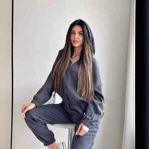 Women Corduroy Hooded Zip Up Top And Bottom Tracksuit Casual Long Sleeve Jogger Pants Autumn Winter Outfit