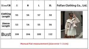 Size guide for women short lapel jacket showing length sleeve and bust measurements