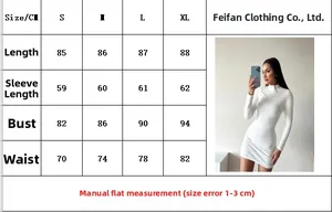 Tableau des tailles pour robe en maille blanche ajustée avec mesures du S au XL