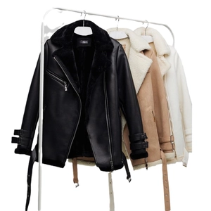 Veste aviateur femme en daim synthétique avec doublure peau de mouton épaisse