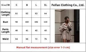 Detailed size chart for women's long sleeve top and ruffle shorts casual summer set