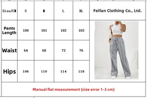 Tableau des tailles avec longueur, taille et hanches pour pantalon gris à cordon