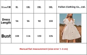 Tableau des tailles pour robe trapèze col V pour femmes avec mesures XL à 3XL en centimètres