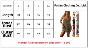 Detailed size guide table for women's summer tank top and short romper outfit set