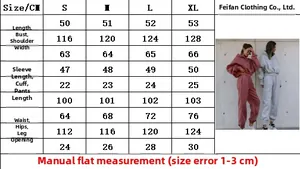 Size chart for women tracksuit with hoodie and joggers measurements in CM from S to XL