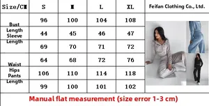 Tabella taglie dettagliata per completo da donna con felpa con cappuccio e pantaloni