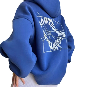 Klein blue oversized hoodie with GROWTH letter print and geometric graphic on the back